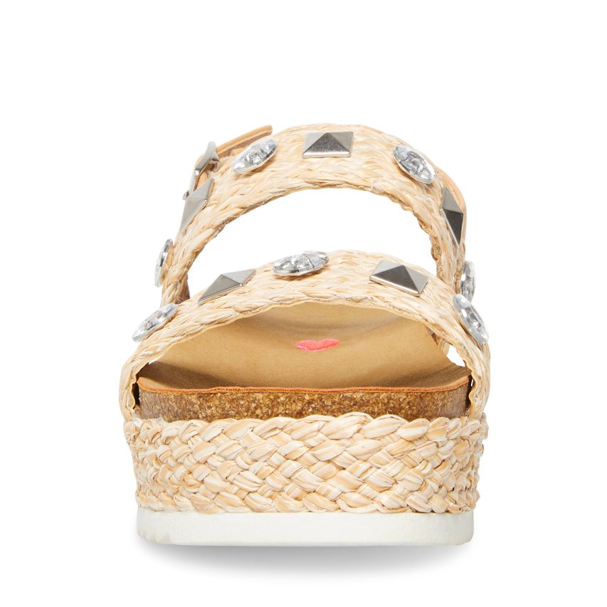 Light Brown Steve Madden Jgemston Raffia Kids' Platform Sandals | PH 4863MVQ